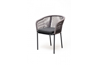 MR1001582 стул из роупа, каркас алюминий светло-серый шагрень, роуп салатовый, ткань светло-серая