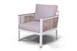MR1002174 кресло плетеное из роупа садовое, каркас алюминий серый, роуп серый, ткань серая